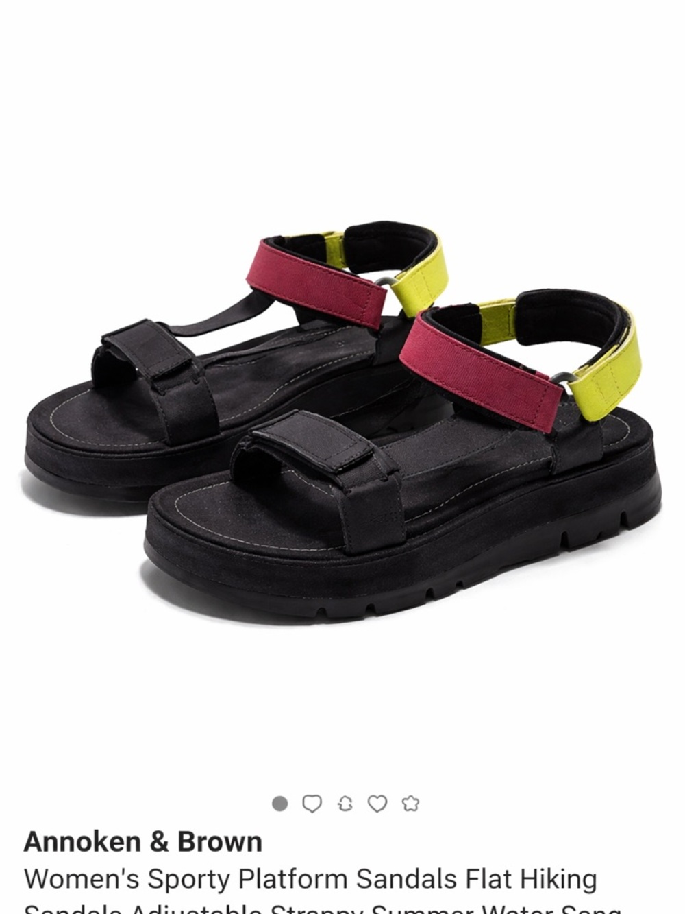 Camper Women's Black Sandals with Pink and Yellow Straps